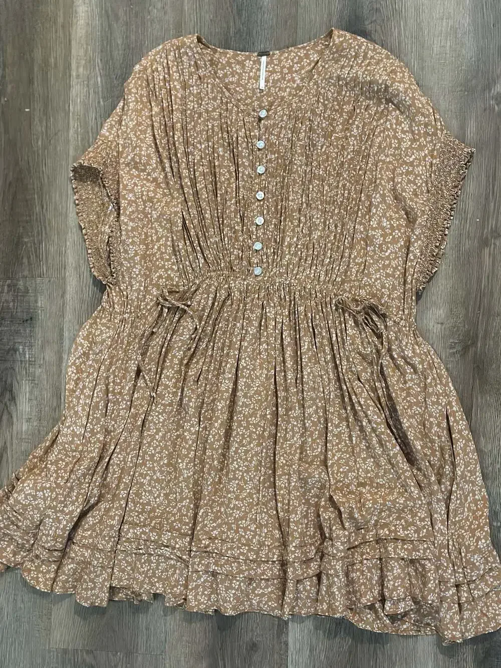 Free People Floral Button-Front Mini Dress Size M - Picture 2 of 6
